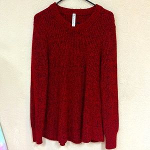 Athleta Womens V neck Cable Knit sweater Red Size Large